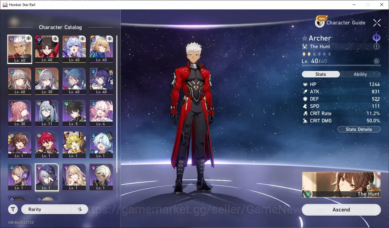 Honkai Star Rail Accounts Others Asia|TL 29|3 Limited| Rin Tohsaka,Archer,Robin +1 Standard Character (Bronya) |Female 1