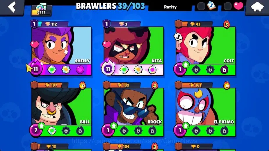 Brawl Stars Accounts 6933 Trophy|1334 Bling|39 Brawlers 4 Max [Shelly,N image 8