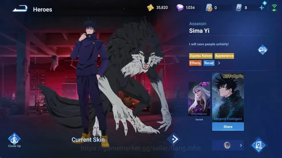 Honor of Kings Accounts Global | 112H 138S |Jujutsu Kaisen Kongming, Sima  image 9