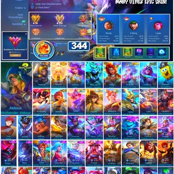 Mobile Legends: Bang Bang Accounts 🔥 #4236 🔥 💎 344 Skins 👑 Aldous Mistbender Aldous ⚔️ Exalted Collector V ⭐ Natalia