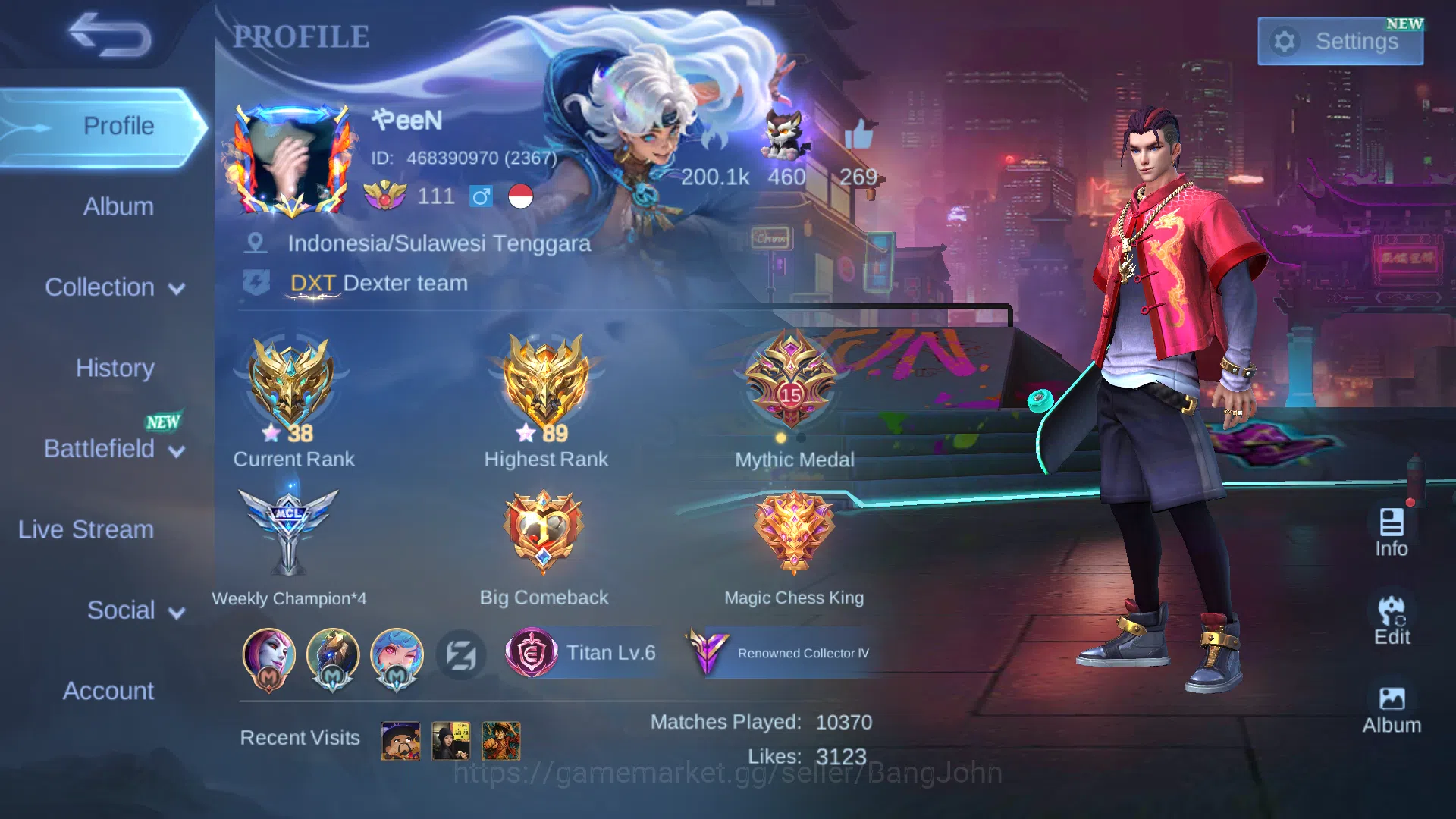 Mobile Legends: Bang Bang Accounts Hero 1311 | Skin 273 | Sun Chou | Valentine Claude image 1