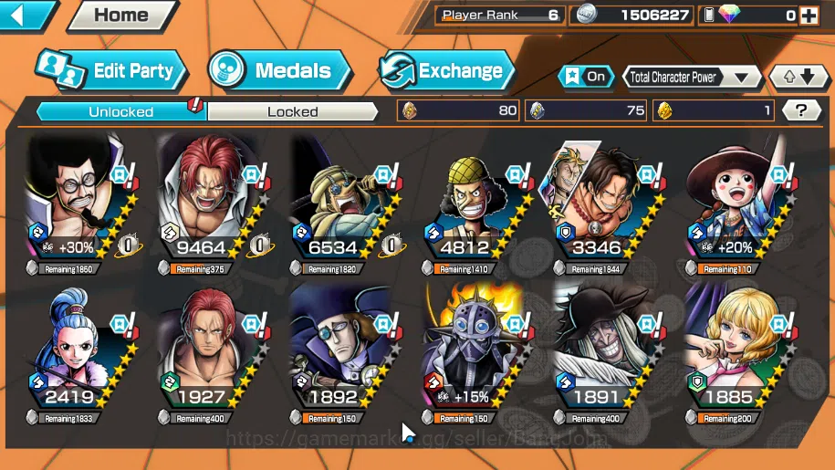 One Piece Bounty Rush Accounts GLOBAL|EX 2, D Departure shanks, Film red shanks m image 1