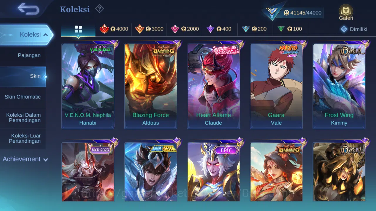 Mobile Legends: Bang Bang Accounts Others Hero 96 Skin 185 | Annual Haya | CC Natalia | Dtamer Masha, Kimmy | Valentine 6