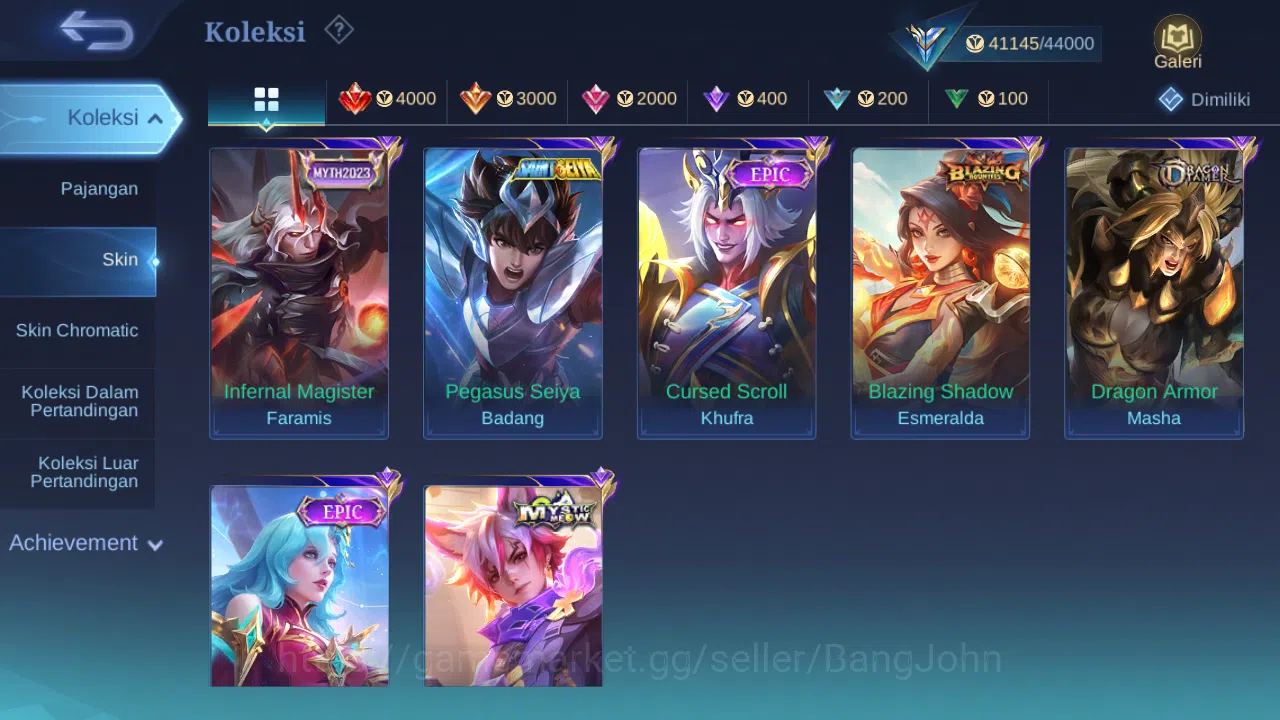 Mobile Legends: Bang Bang Accounts Others Hero 96 Skin 185 | Annual Haya | CC Natalia | Dtamer Masha, Kimmy | Valentine 7
