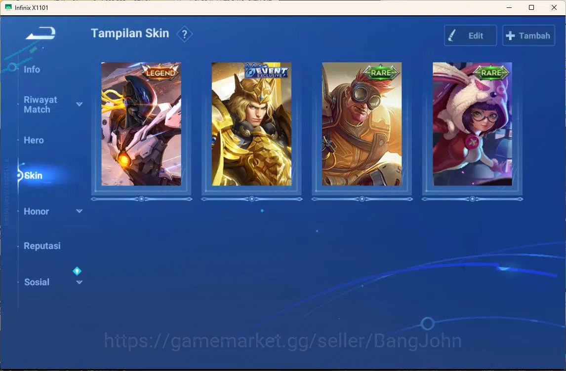 Honor of Kings Accounts GLOBAL | hero 22, skin 7 legend houyi, Arthur, RAR image 2