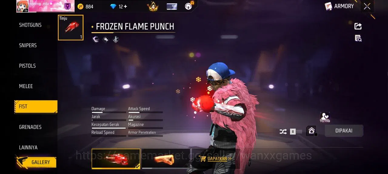 Free Fire Accounts Indonesia | AKUN LVL 56 SG TROMPET,MAMBAH,BUNYY VAULT 123 EMOTE 28 ANIMASI 2 KATANA LOBY 1 FIST 1 TAS 25 10