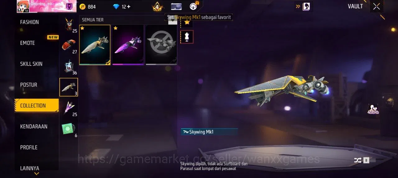 Free Fire Accounts Indonesia | AKUN LVL 56 SG TROMPET,MAMBAH,BUNYY VAULT 123 EMOTE 28 ANIMASI 2 KATANA LOBY 1 FIST 1 TAS 25 6