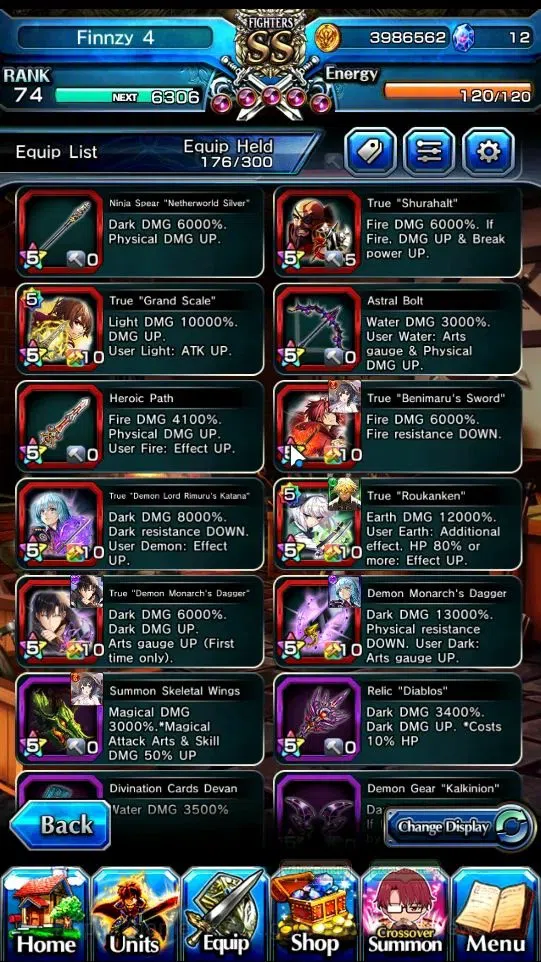 Grand Summoners Accounts End-Game Global|Rank 74|12 Ascend+4 TW|(WH Fen,DL Samurai Rimuru,Sung Jinwoo,Choi Jong In)+TW,S 11