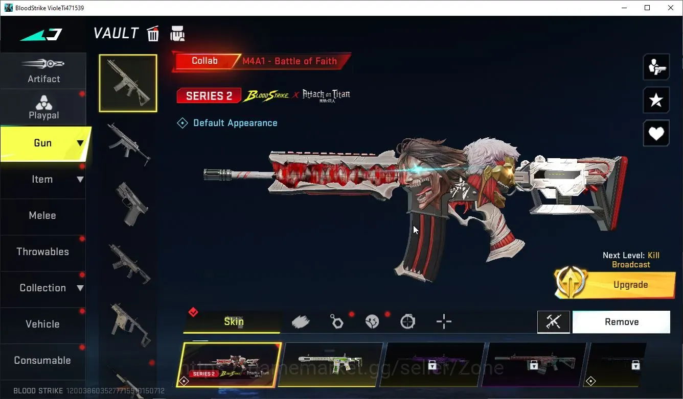 Blood Strike Accounts Collab Skin ASIA|1 ETERNAL: M1887-Netherflame | AOT: M4A1-Battle of Faith |1 ULTRA & Legendary |Check 1