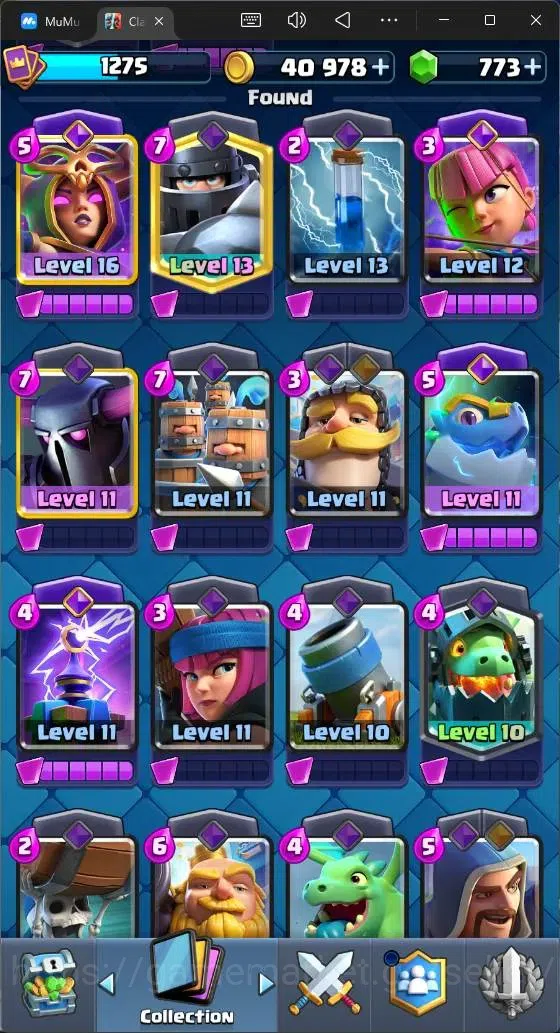 Clash Royale Accounts High-End Global |CL 1275|KTL 13|Trophy 9208|119 Cards|1 Max|6 Champ|3 Hero|8 Evo|773 Gems|40k 10