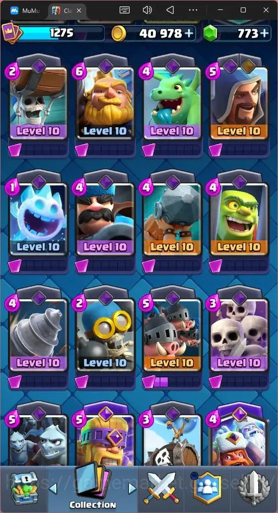 Clash Royale Accounts High-End Global |CL 1275|KTL 13|Trophy 9208|119 Cards|1 Max|6 Champ|3 Hero|8 Evo|773 Gems|40k 11