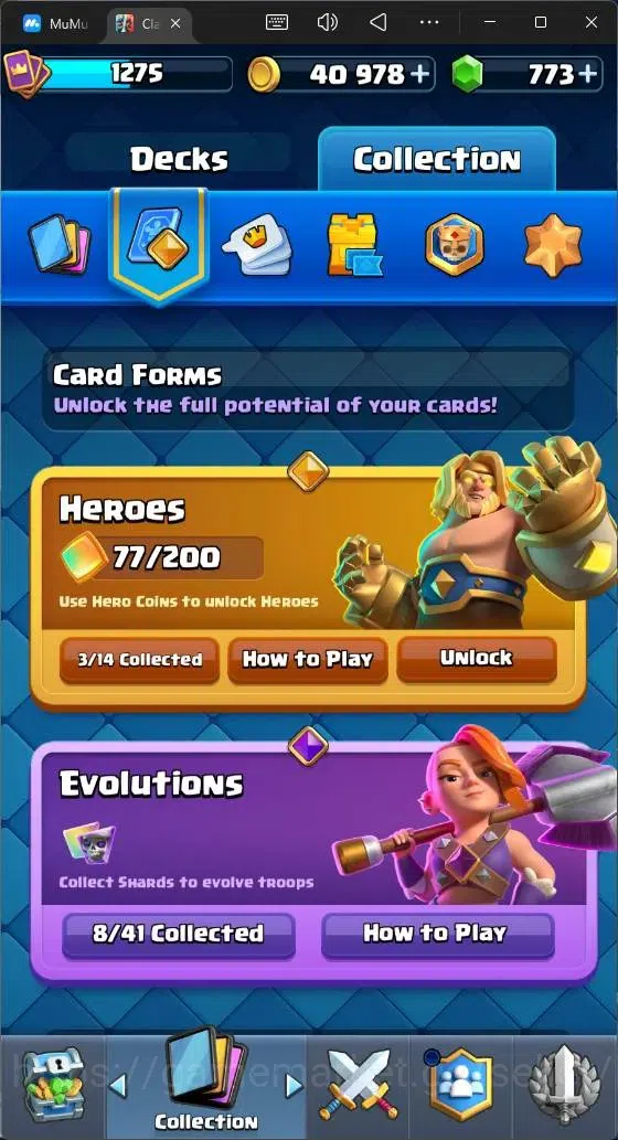 Clash Royale Accounts High-End Global |CL 1275|KTL 13|Trophy 9208|119 Cards|1 Max|6 Champ|3 Hero|8 Evo|773 Gems|40k 17