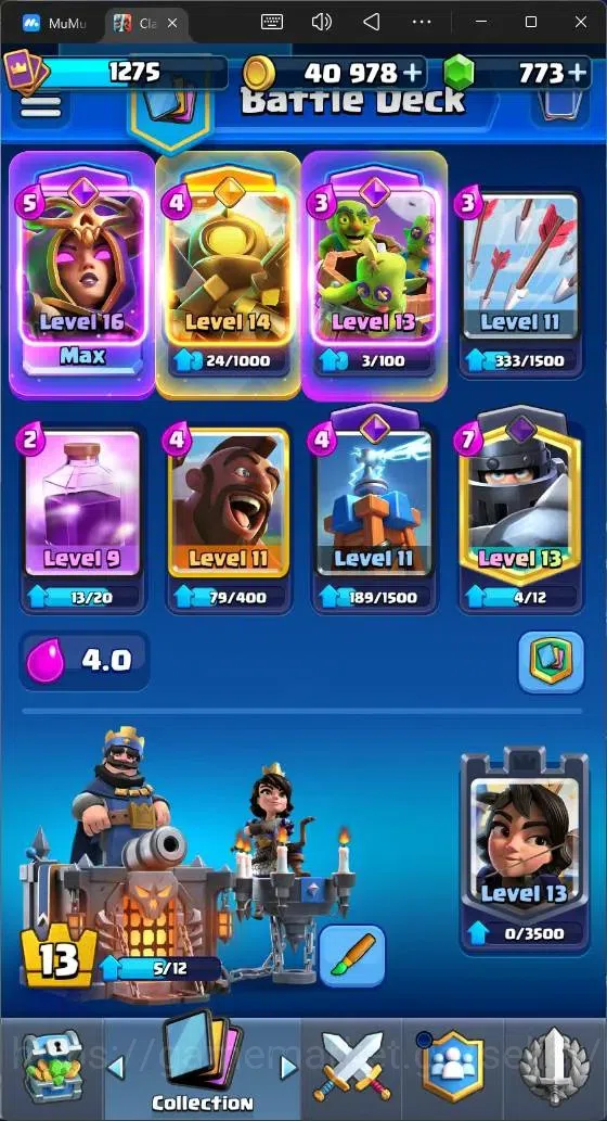 Clash Royale Accounts High-End Global |CL 1275|KTL 13|Trophy 9208|119 Cards|1 Max|6 Champ|3 Hero|8 Evo|773 Gems|40k 6