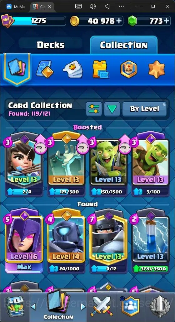 Clash Royale Accounts High-End Global |CL 1275|KTL 13|Trophy 9208|119 Cards|1 Max|6 Champ|3 Hero|8 Evo|773 Gems|40k 7