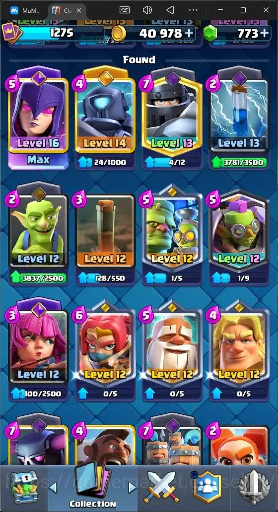 Clash Royale Accounts High-End Global |CL 1275|KTL 13|Trophy 9208|119 Cards|1 Max|6 Champ|3 Hero|8 Evo|773 Gems|40k 8