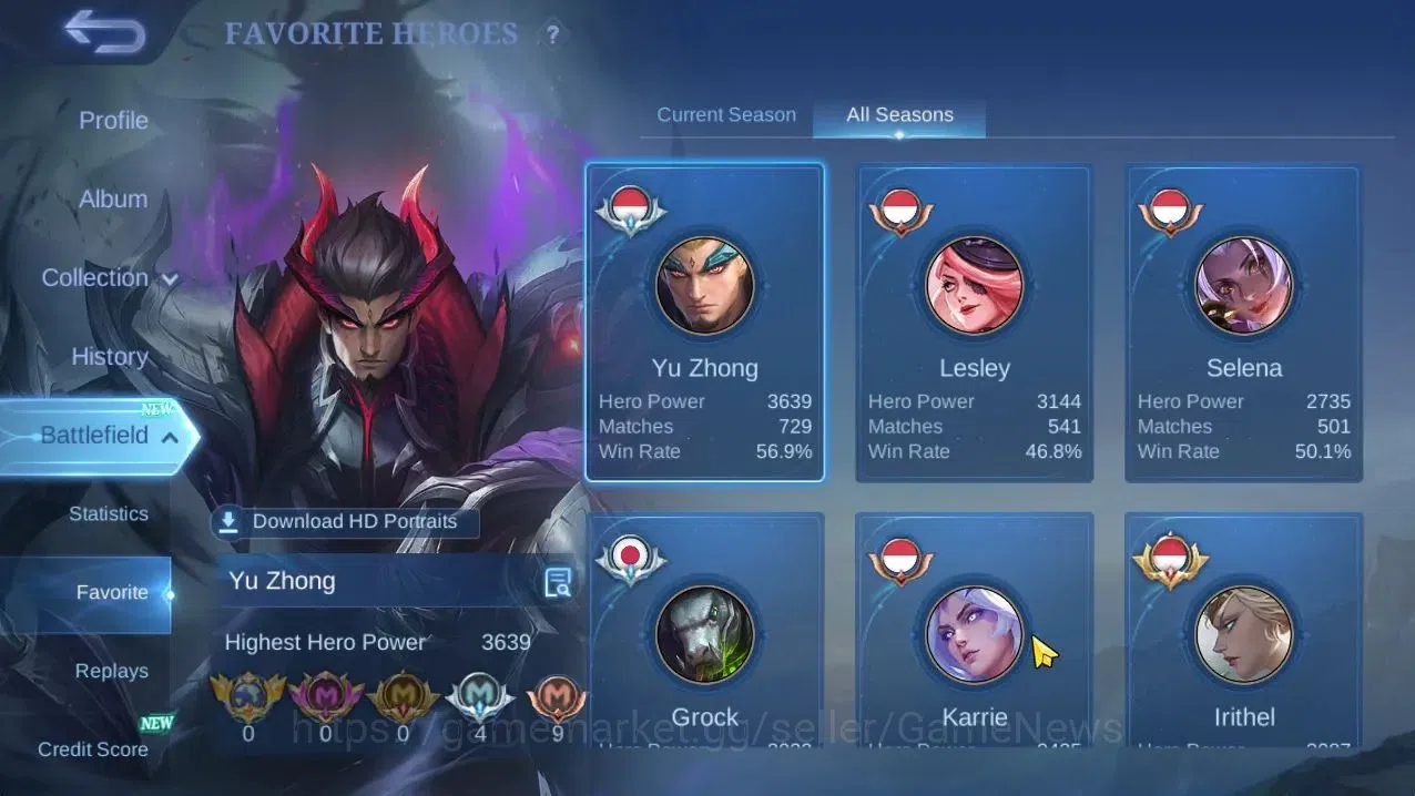 Mobile Legends: Bang Bang Accounts Hero132|Skin246|High Glory 67|KOF Karina,CC Natali image 13
