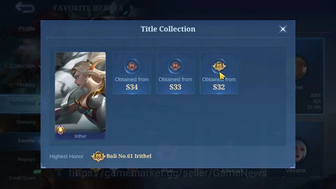 Mobile Legends: Bang Bang Accounts Hero132|Skin246|High Glory 67|KOF Karina,CC Natali image 14
