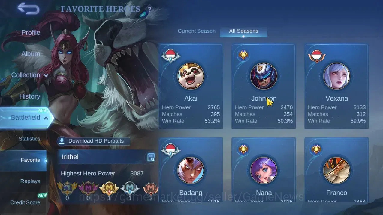 Mobile Legends: Bang Bang Accounts Hero132|Skin246|High Glory 67|KOF Karina,CC Natali image 15