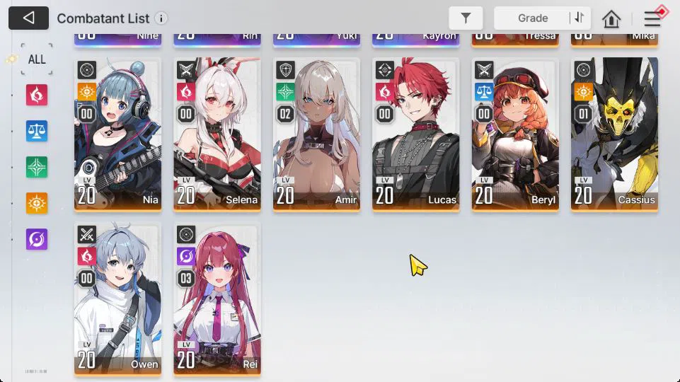Chaos Zero Nightmare Accounts Global Lv 22|4 SSR [Nine,Yuki,Rin,Kayron] + 10 SR [MikaM3,AmirM2,CaessiusM1,Etc] + 9 SR 4