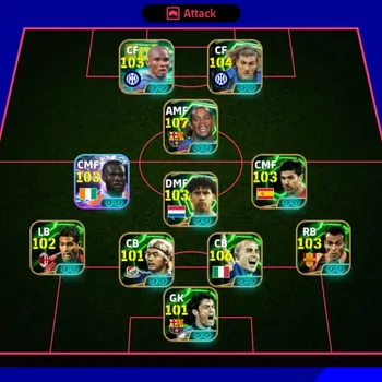 eFootball Accounts Legends & Iconic Players eFootball Account  3220 Strength | 107 AMF | 105 CF | 105 CB | Strong Squad