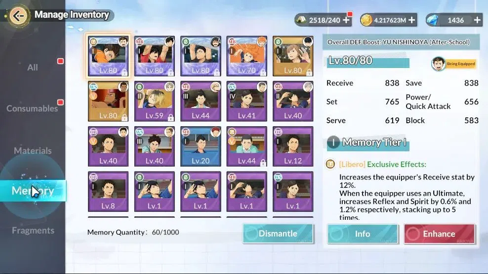 HAIKYU!! FLY HIGH Accounts SEA |Lvl 56|7 SP (Hinata,Nishinoya,Tetsuro,Keiji)+Memo,Oikawa,Bokuto,Tsukishima|1 UR (Kageyama)|6 9