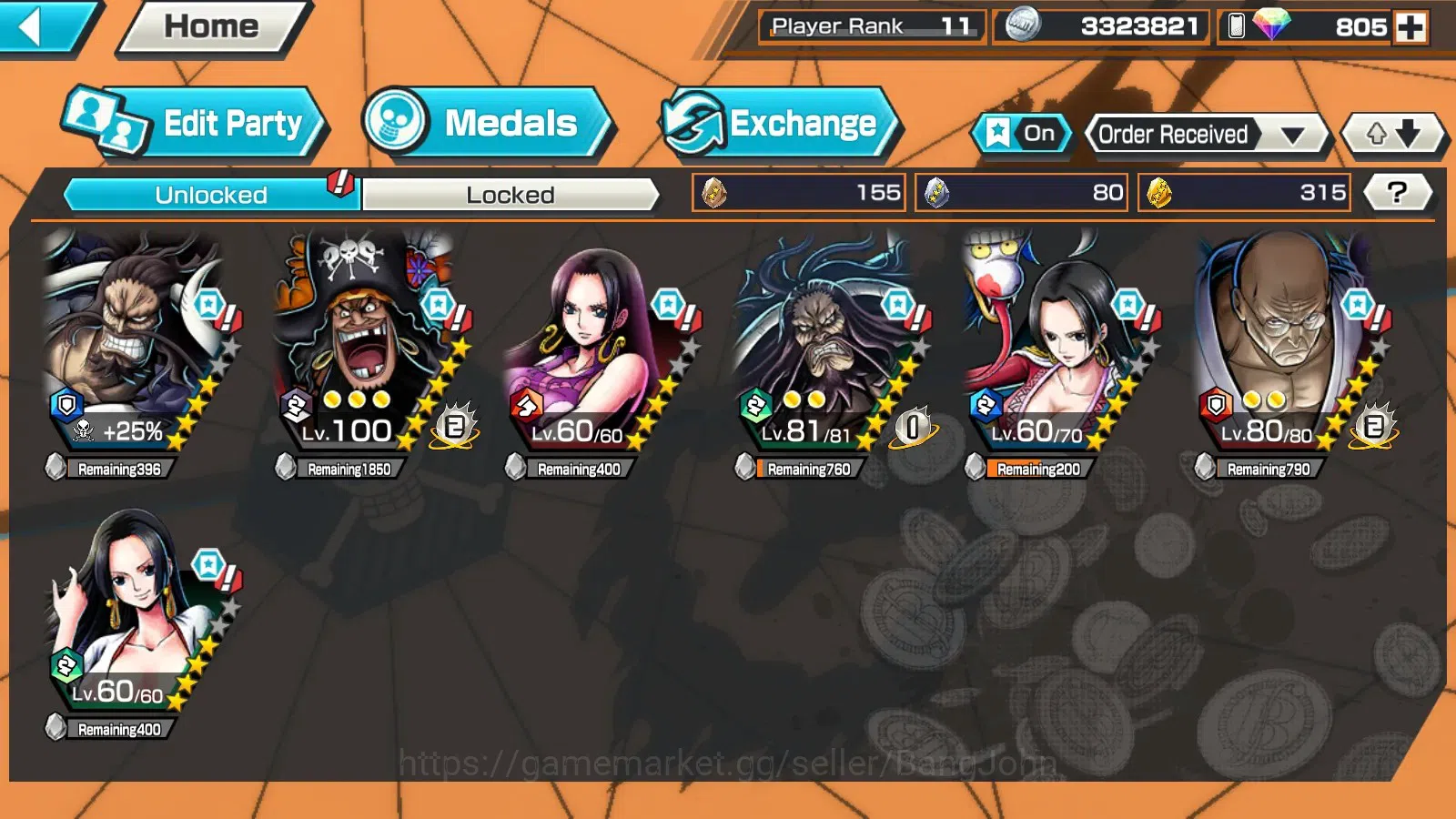 One Piece Bounty Rush Accounts GLOBAL|EX 3|1Max|4Emperors Teach,5elders Nusjuro,T image 8