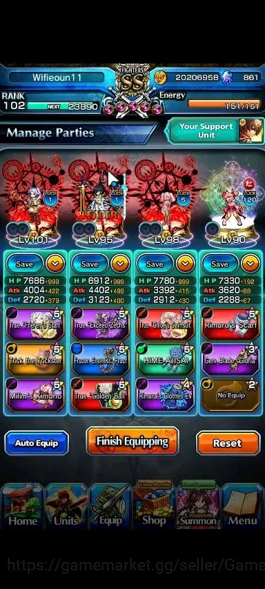 Grand Summoners Accounts Global|Rank 102|861 cc|14 Ascend+4 TW|(Miki,2xFen, image 3