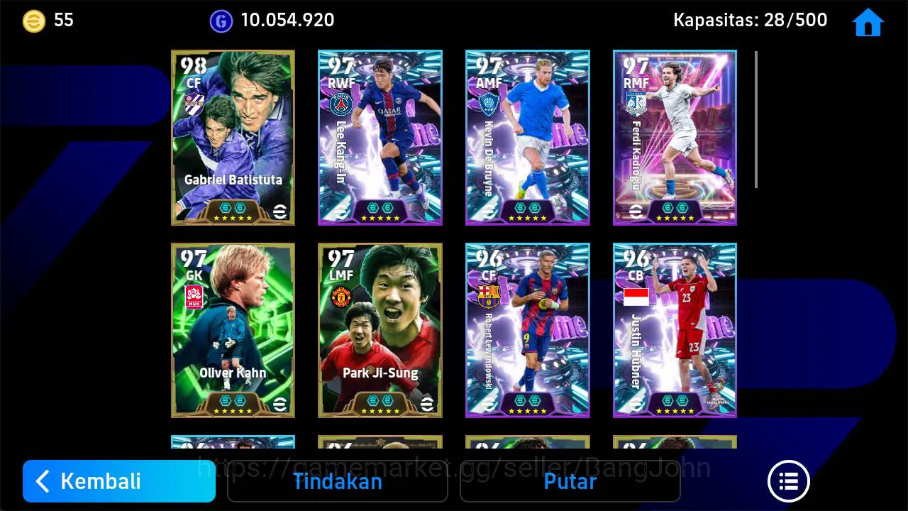 eFootball Accounts Others power 3170, kang min show, ferdi kadio show, o khan epic, hubner show, torres epic, lucas moura 2