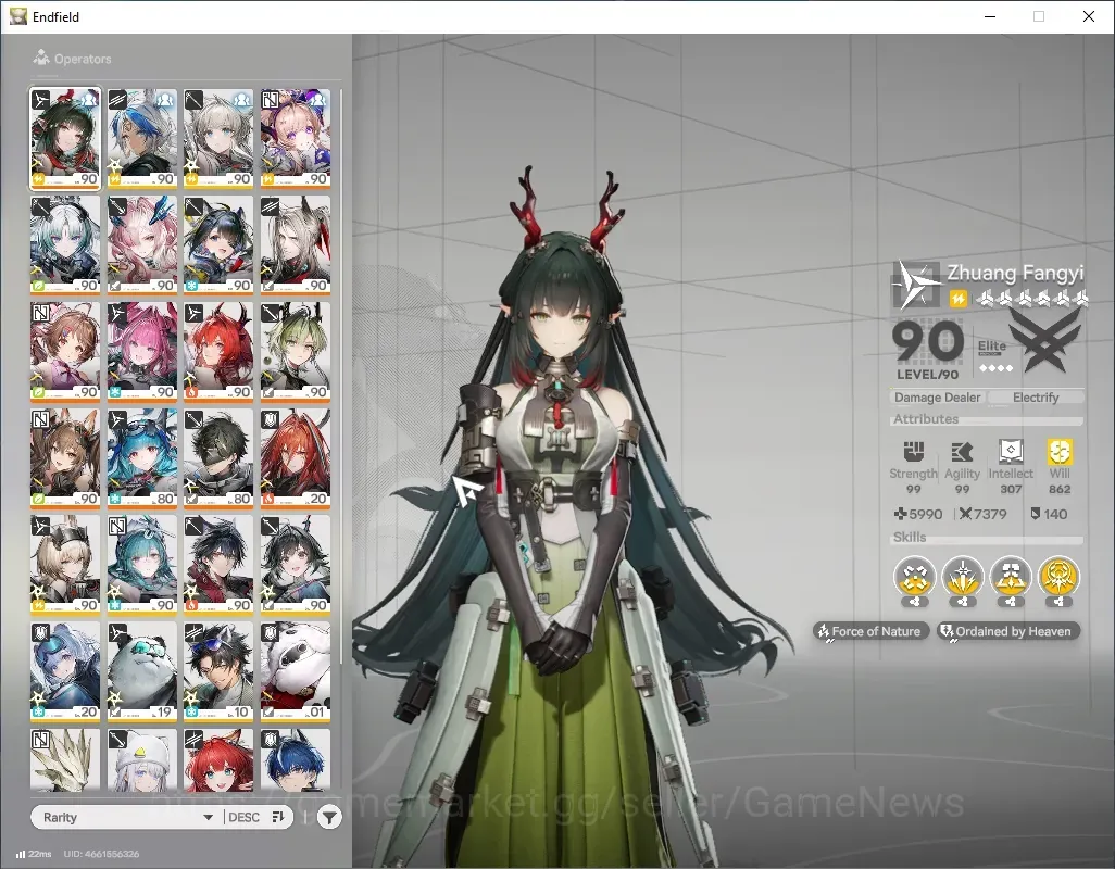 Arknights: Endfield Accounts Asia|Lv 60|13 SSR 8 Limit + 23 (*6Wp)|(FangyiP1,Liino,ArcaneP1,Laevatain)+Sign,Mi Fu,etc|Male 1