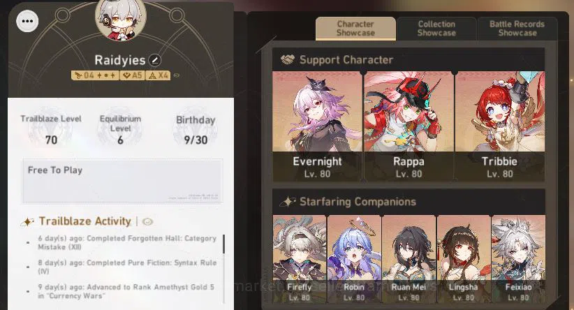 Honkai Star Rail Accounts Asia|Casto Team|TL 70|13 Limited|Castorice+Sign,Sa image 1