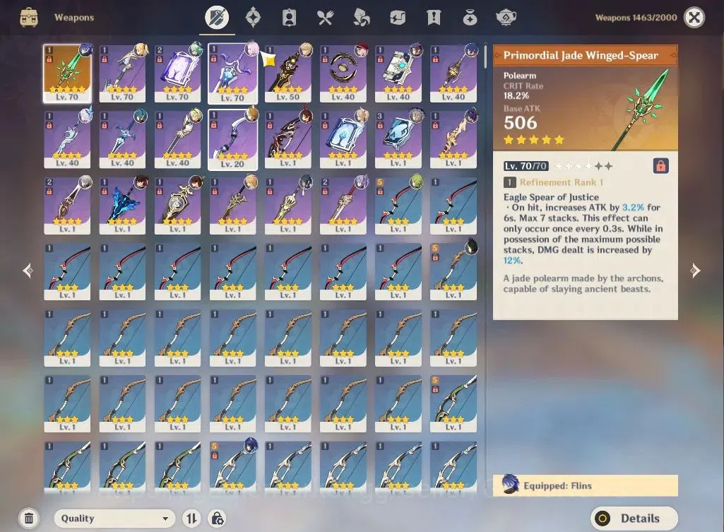 Genshin Impact Accounts ASIA|AR 50|1 Limited+1(*5Weapon)|Flins,Varka,Skrik image 4