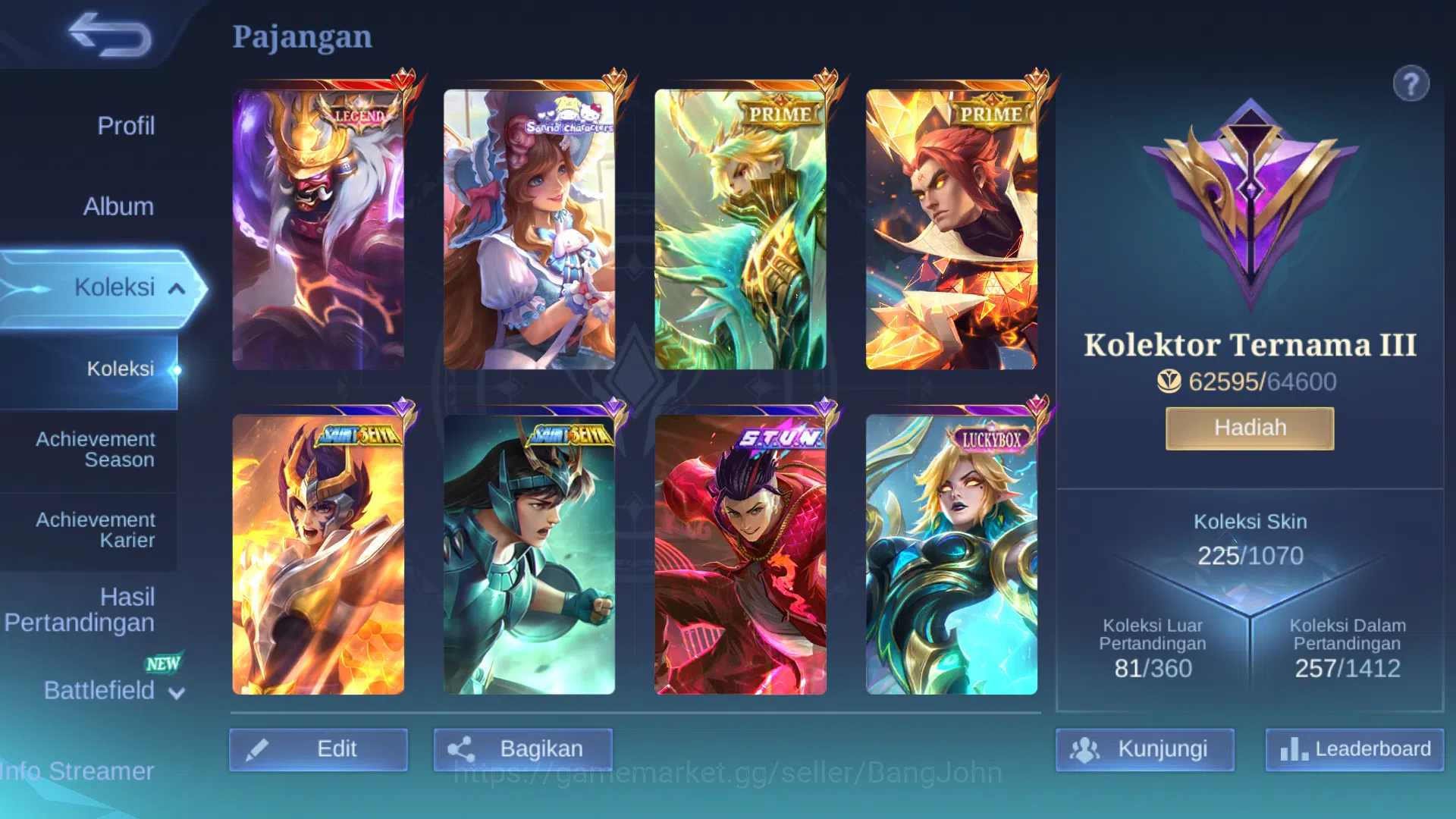 Mobile Legends: Bang Bang Accounts Hero 107 | Skin 225 | Legend Franco | Prime Grange image 2