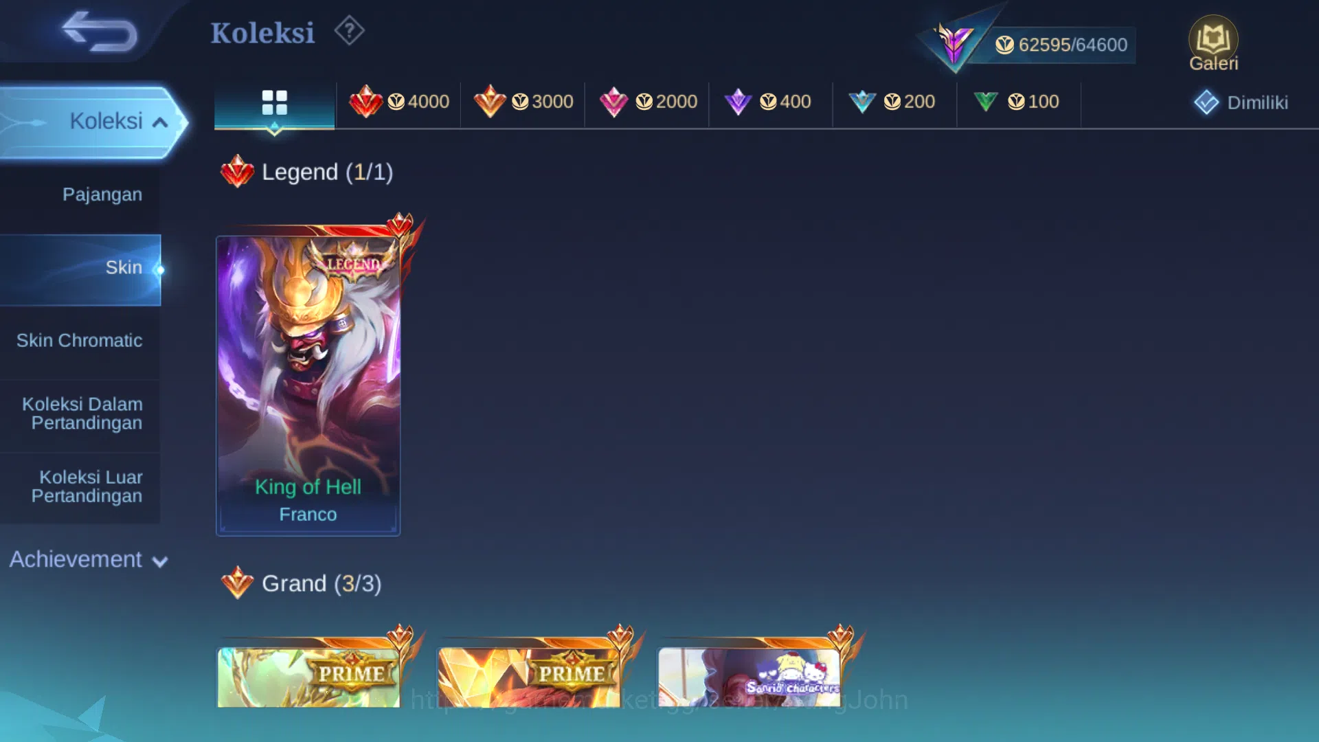 Mobile Legends: Bang Bang Accounts Hero 107 | Skin 225 | Legend Franco | Prime Grange image 3