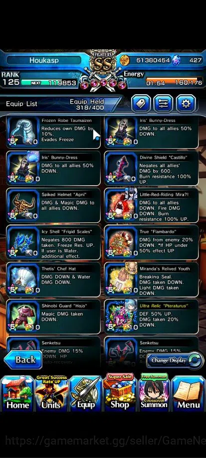 Grand Summoners Accounts End-Game Global|Rank 125|1 Sp Art|27 Asc+15 15