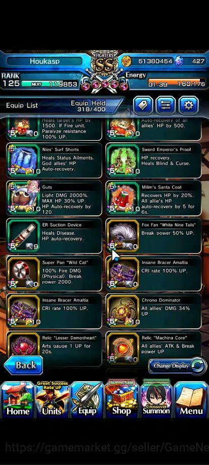 Grand Summoners Accounts End-Game Global|Rank 125|1 Sp Art|27 Asc+15 18