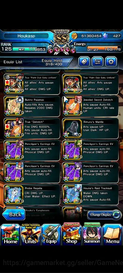 Grand Summoners Accounts End-Game Global|Rank 125|1 Sp Art|27 Asc+15 20