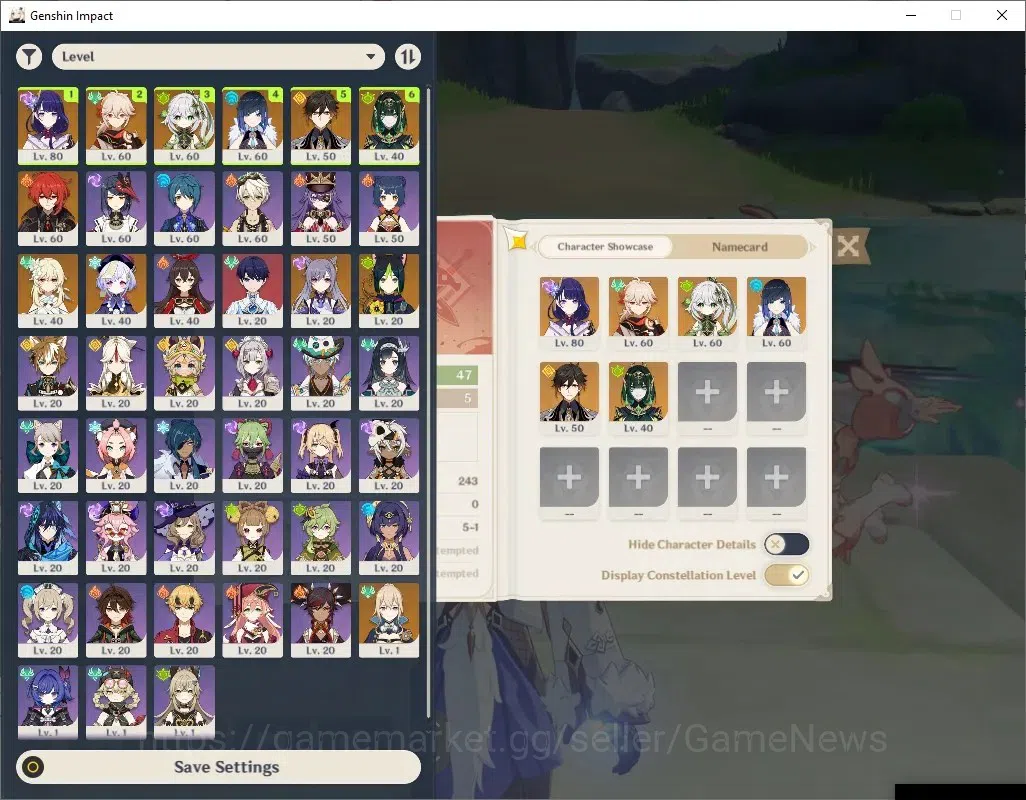 Genshin Impact Accounts Mid Game ASIA |AR47 |PremTeam Raiden |6 Limit + 1 (*5 WP) |Raiden+sign,Kazuha,Nahida,Yelan,Zhongli 1