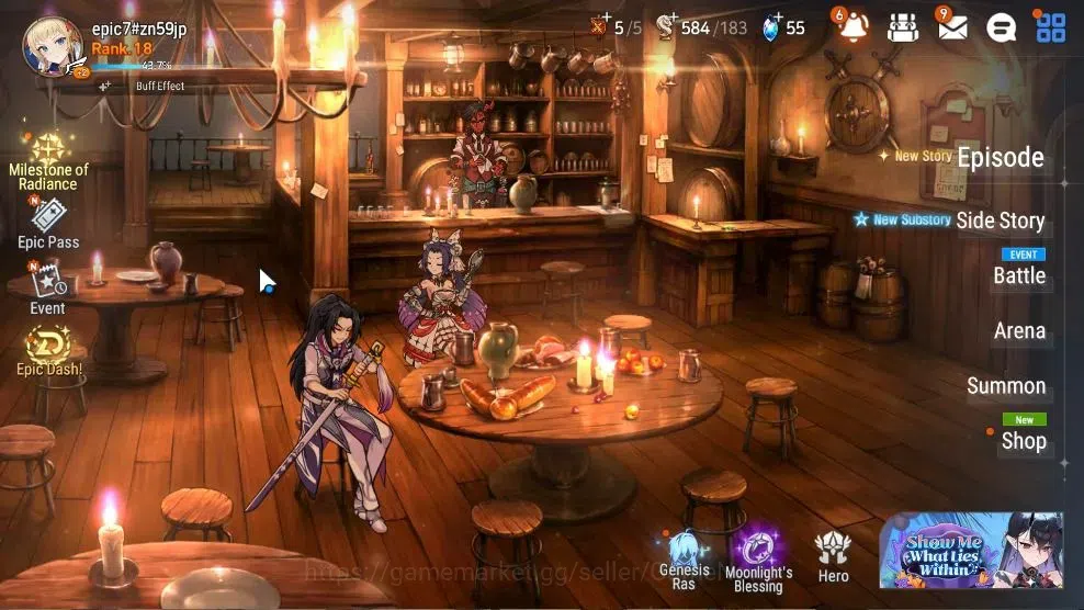 Epic Seven Accounts Starter GLOBAL UnVerif|ML (SP Politis,LC Bellona)+Landy,Tenebria|Ready Gacha|PoH ON|Abyss F 51|800 1