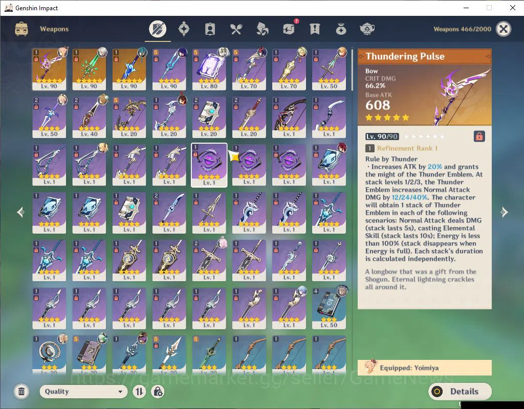 Genshin Impact Accounts Mid Game ASIA|AR 56|6 Limited +3(*5Weapon)|Arlecch,Yoimiya,Raiden,Flins,Nahida,Ayato|MC 4
