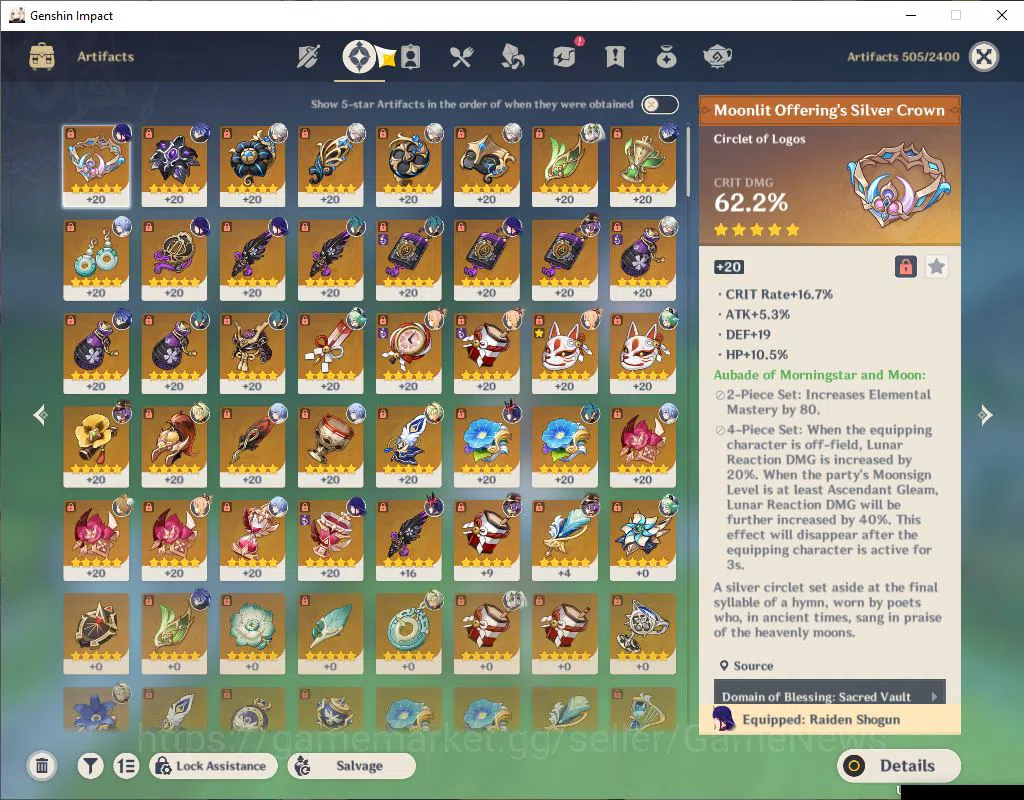 Genshin Impact Accounts Mid Game ASIA|AR 56|6 Limited +3(*5Weapon)|Arlecch,Yoimiya,Raiden,Flins,Nahida,Ayato|MC 5