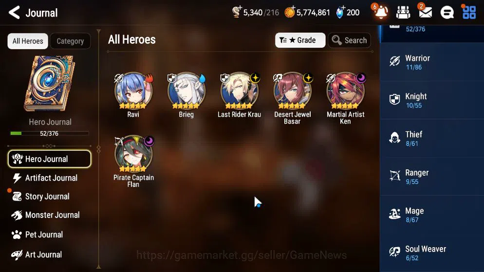 Epic Seven Accounts Mid-Tier GLOBAL Unverif|4 ML(LR Krau,PC Flan,DJ Basar,MA Ken)+Ravi,Brieg|PoH+Bles ON|5,3K Energy+13K 6