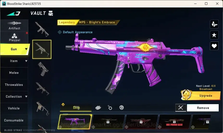 Blood Strike Accounts Starter ASIA | 1 ETERNAL: Kala-Whisper | 2 Legendary Guns | 1 Ultra Loot Crate | 1 Epic Name Changing 4