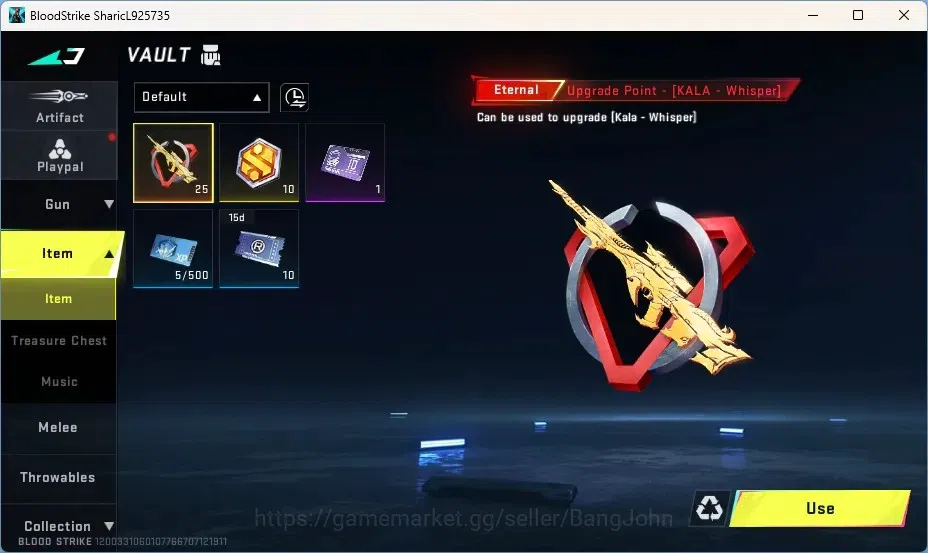 Blood Strike Accounts Starter ASIA | 1 ETERNAL: Kala-Whisper | 2 Legendary Guns | 1 Ultra Loot Crate | 1 Epic Name Changing 5