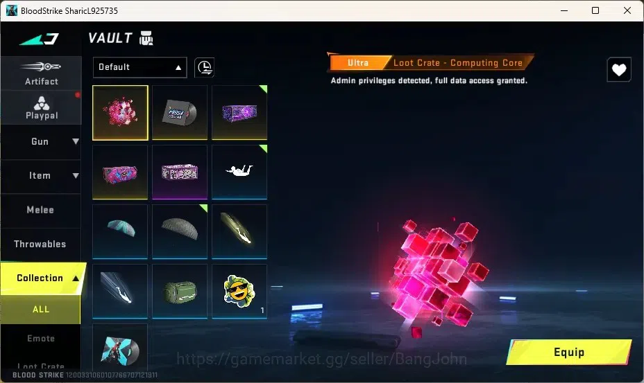 Blood Strike Accounts Starter ASIA | 1 ETERNAL: Kala-Whisper | 2 Legendary Guns | 1 Ultra Loot Crate | 1 Epic Name Changing 7