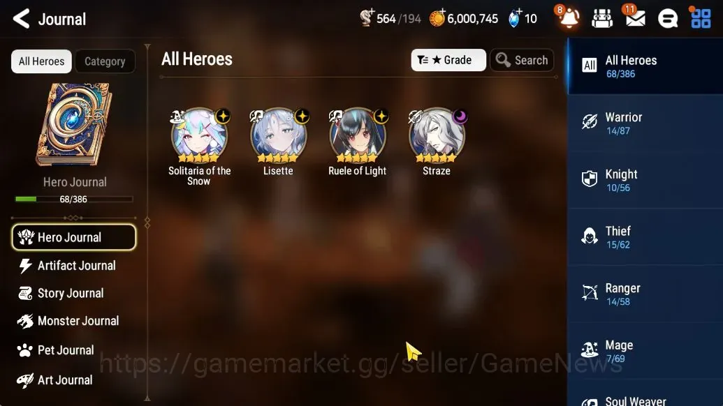 Epic Seven Accounts High-End GLOBAL UnVerif|NewEra| 4 ML (Lisette,Straze,Ruele of Light,etc)+Ruiza,Iseria,Landy,etc|4,9K 1
