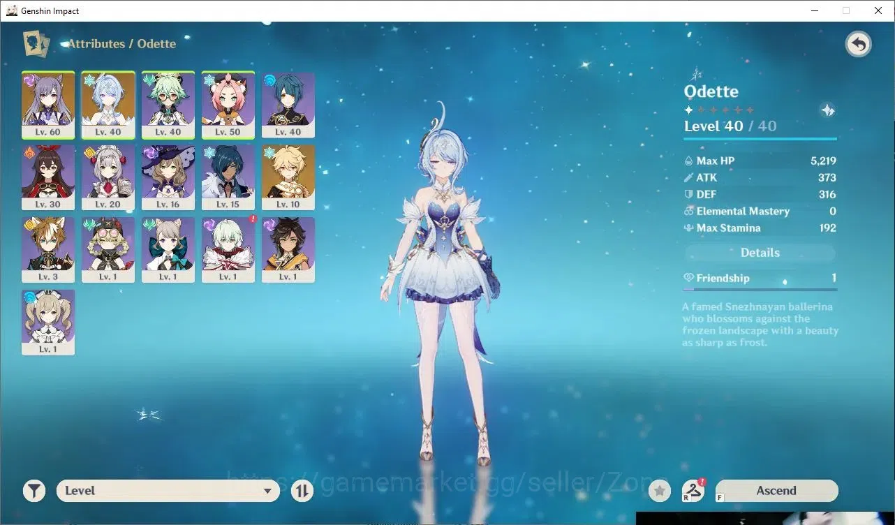 Genshin Impact Accounts Starter Asia|Starter AR34|1Limit 5*Char (Odette)|14x 4*Char 1