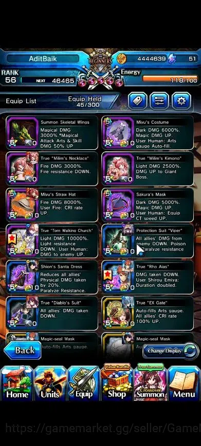 Grand Summoners Accounts End-Game Global|Rank 56|14 Ascend+3 11