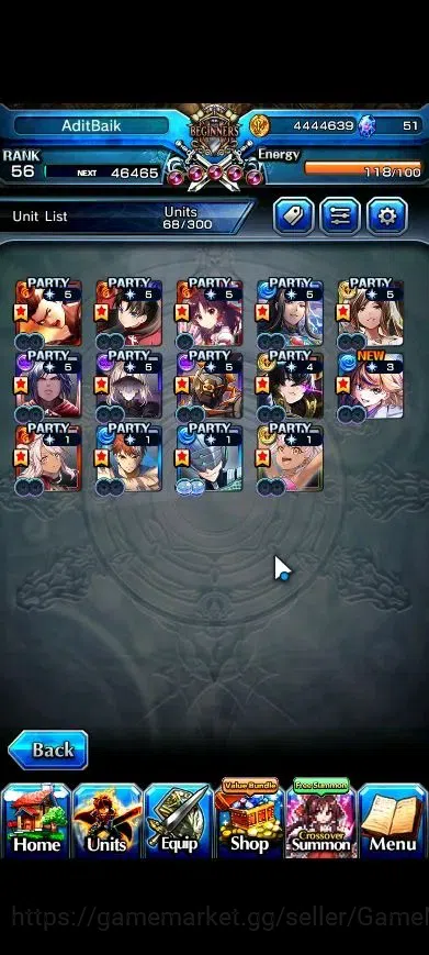 Grand Summoners Accounts End-Game Global|Rank 56|14 Ascend+3 4