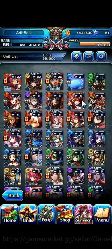 Grand Summoners Accounts End-Game Global|Rank 56|14 Ascend+3 5