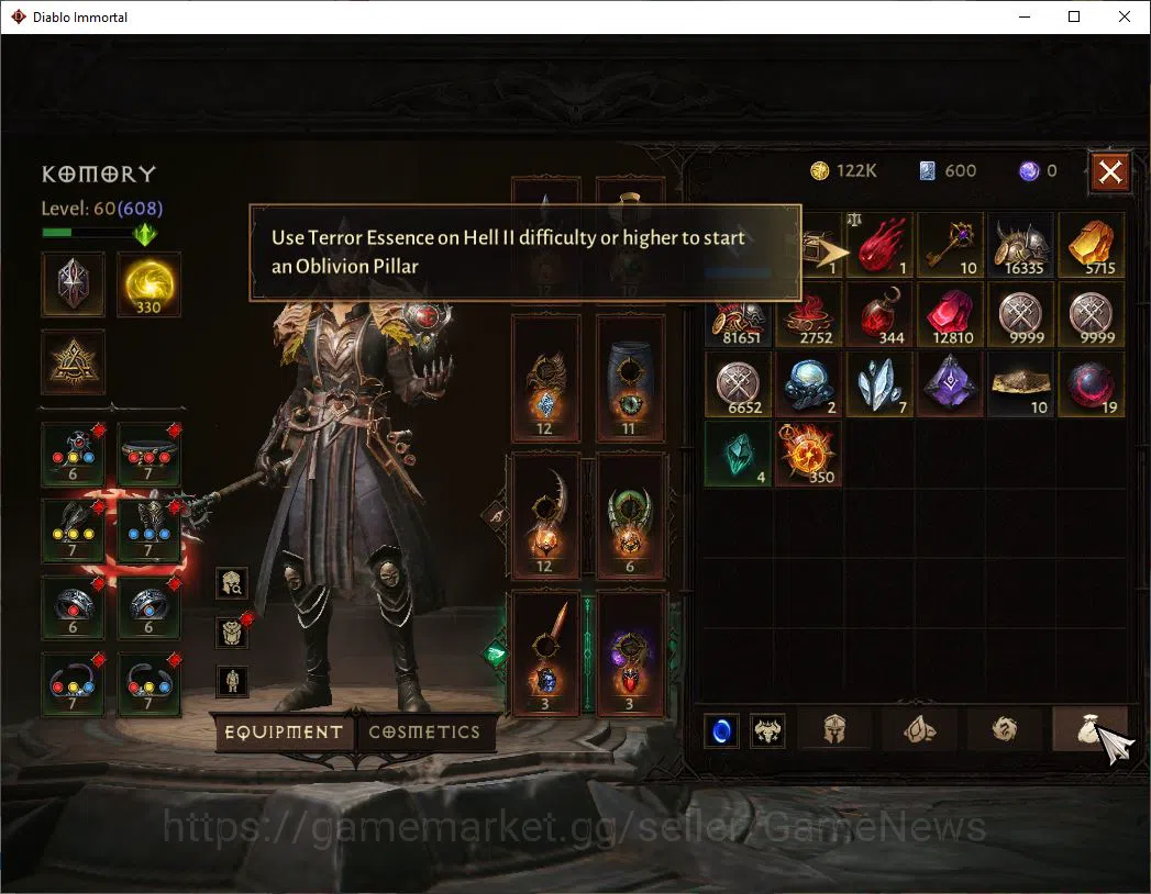 Diablo Immortal Accounts SEA-Izual|Change Server ON|Lv60(608)|Wizard|CR 34k image 13
